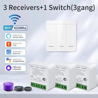 Tuya Wifi Smart Light Switch Smart Home Wireless RF 433Mhz Push Button Wall Switch via Alexa Google Home Alice Smart Life App